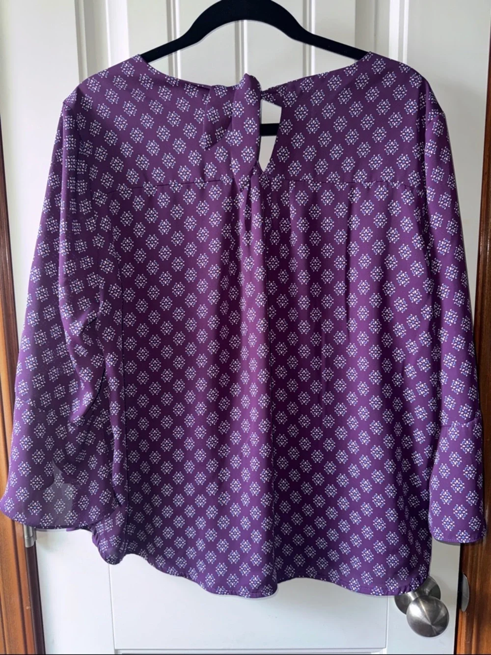 41 Hawthorn Purple Printed Blouse with White Motif - Picture 5 of 6